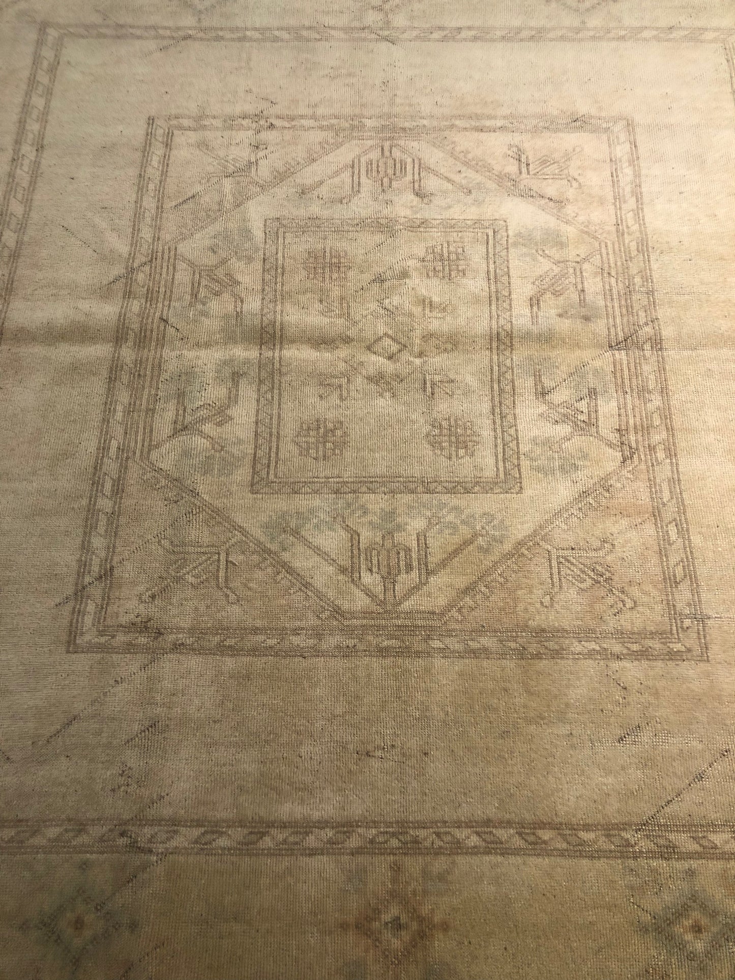4.4x6.7 ft 🧵 Brown & Beige Anatolian Rug | Handwoven Wool Carpet