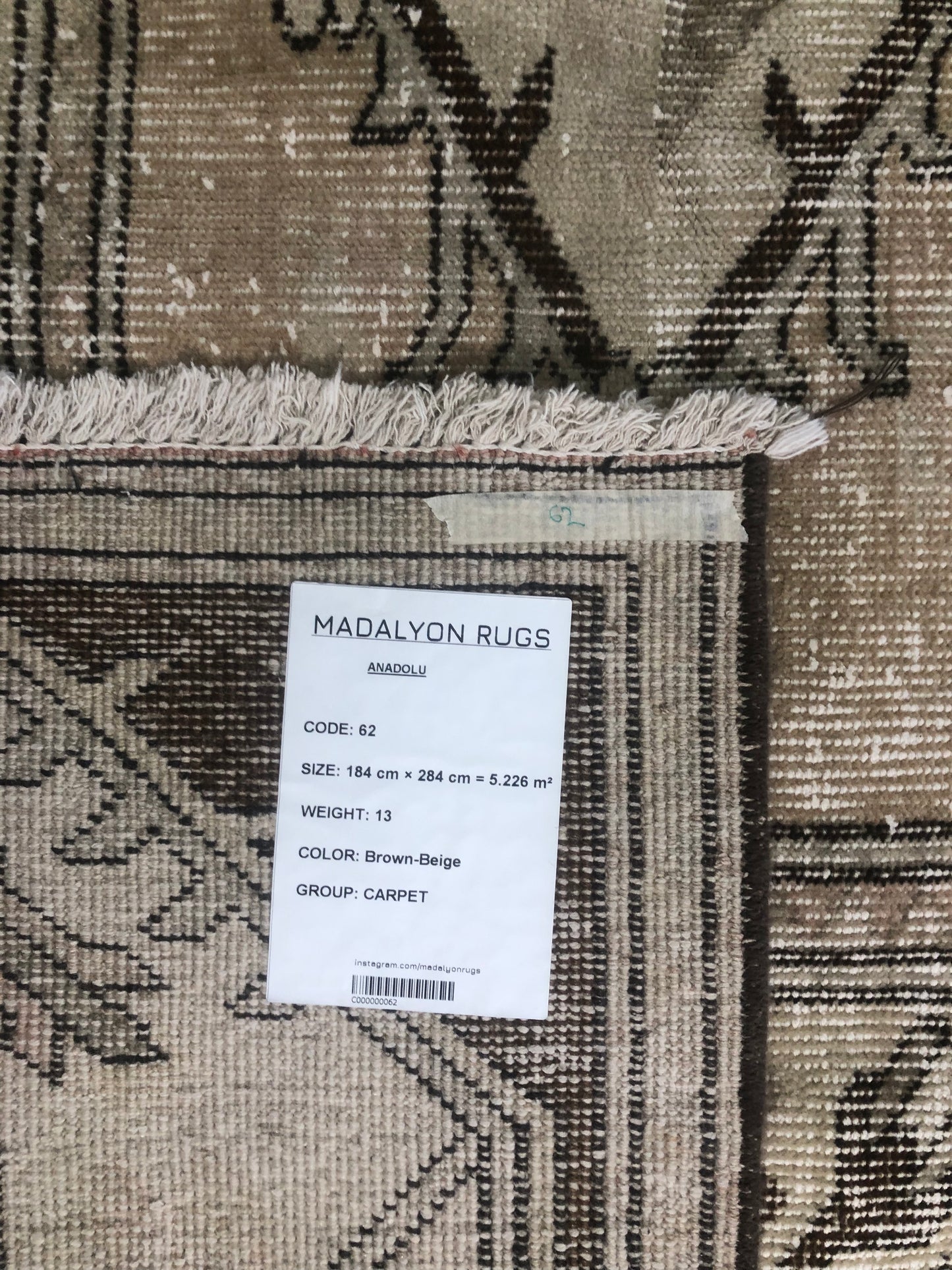 6x9.3 ft 🧵 Brown & Beige Anatolian Rug | Handwoven Wool Carpet