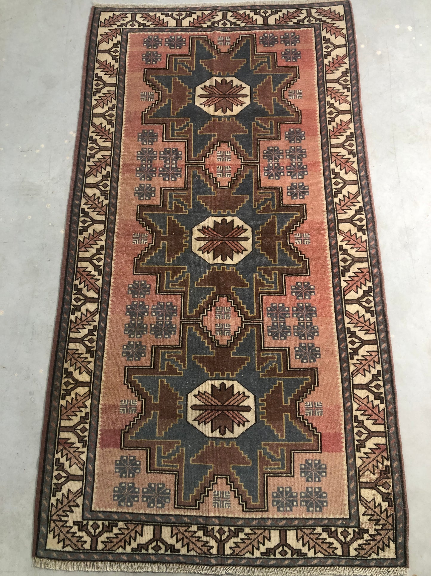 3.2x6 ft π§΅ Pink Anatolian Runner Rug | Handwoven Wool Hallway Carpet