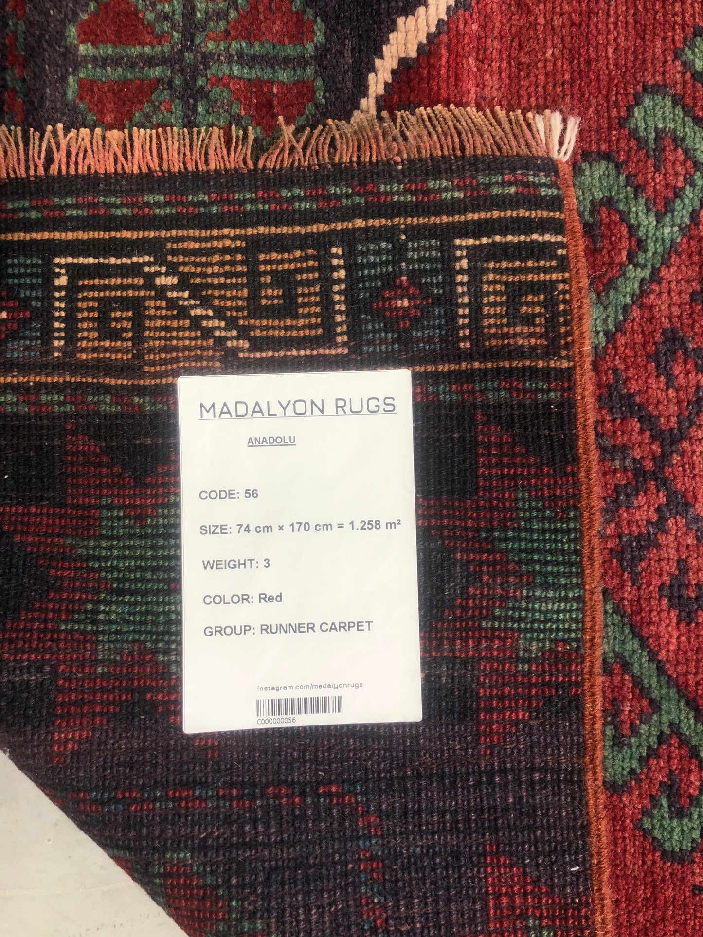 2.4x5.6 ft 🧵 Red Anatolian Runner Rug | Handwoven Wool Hallway Carpet