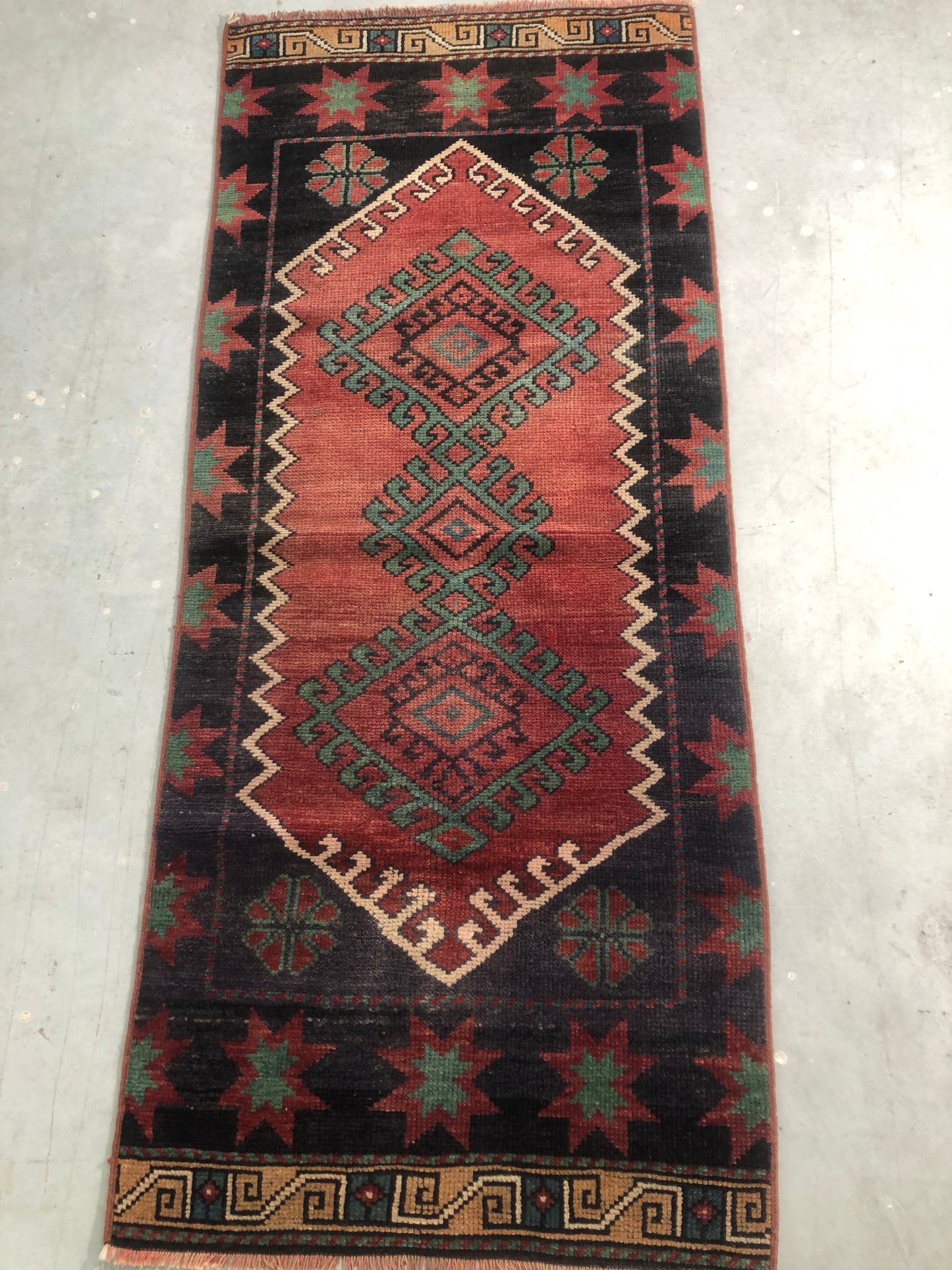 2.4x5.6 ft 🧵 Red Anatolian Runner Rug | Handwoven Wool Hallway Carpet