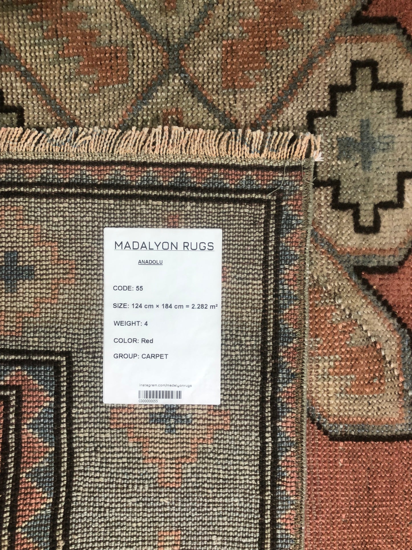 4.1x6 ft 🧵 Red Anatolian Rug | Handwoven Wool Carpet
