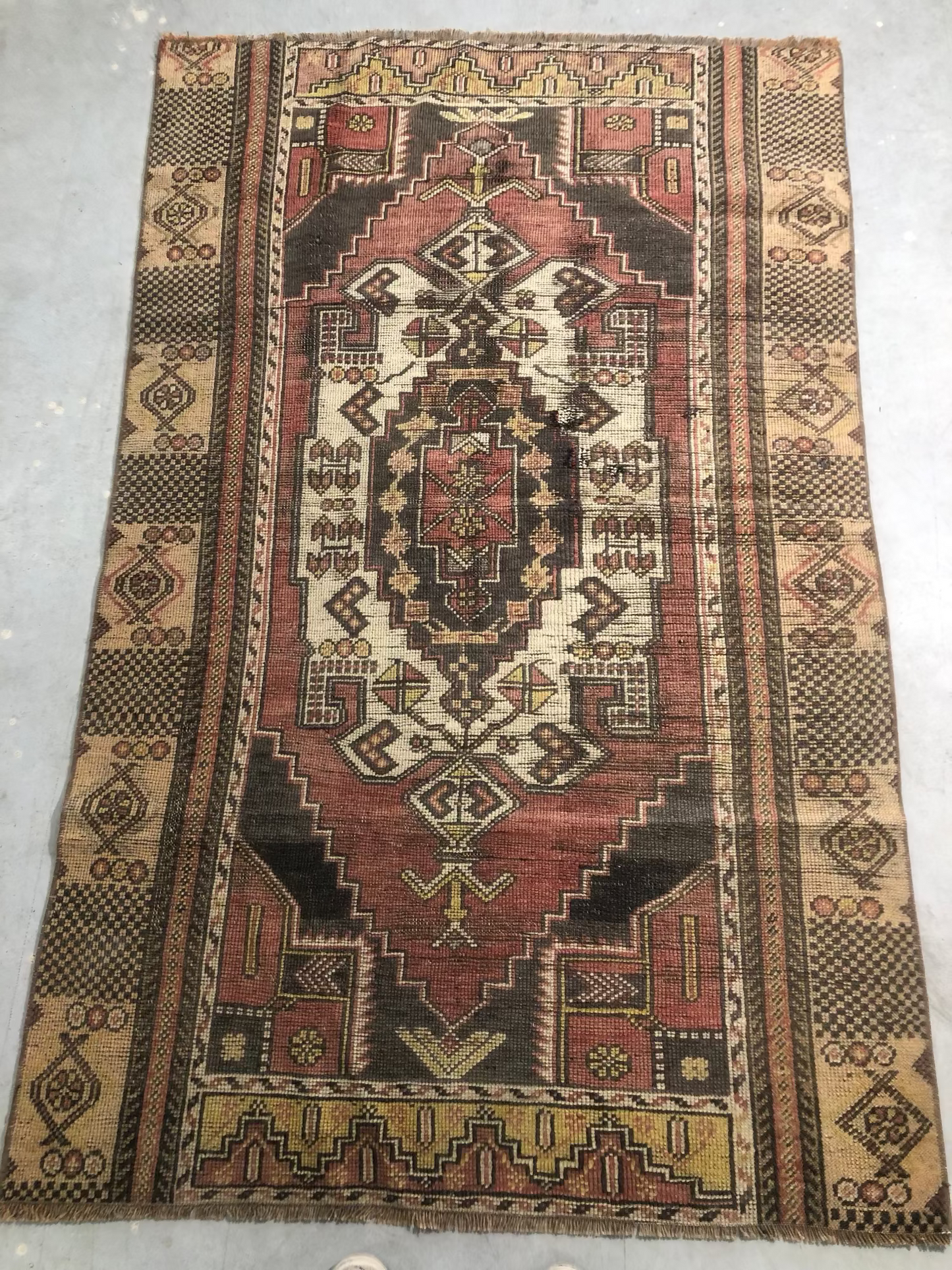 3.6x6.2 ft 🧵 Brown Anatolian Rug | Handwoven Wool Carpet