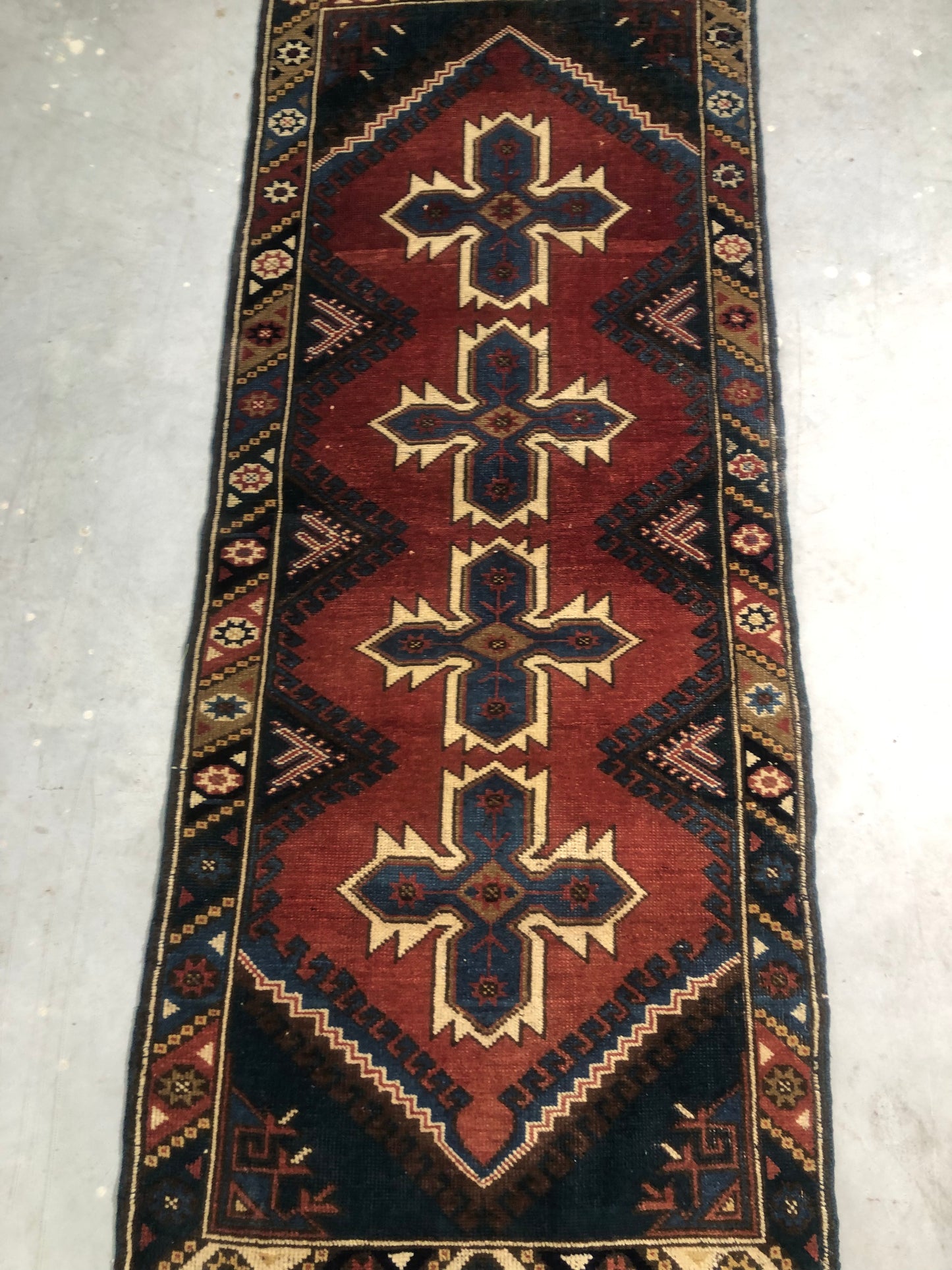 2.6x6.1 ft 🧵 Red Anatolian Runner Rug | Handwoven Wool Hallway Carpet