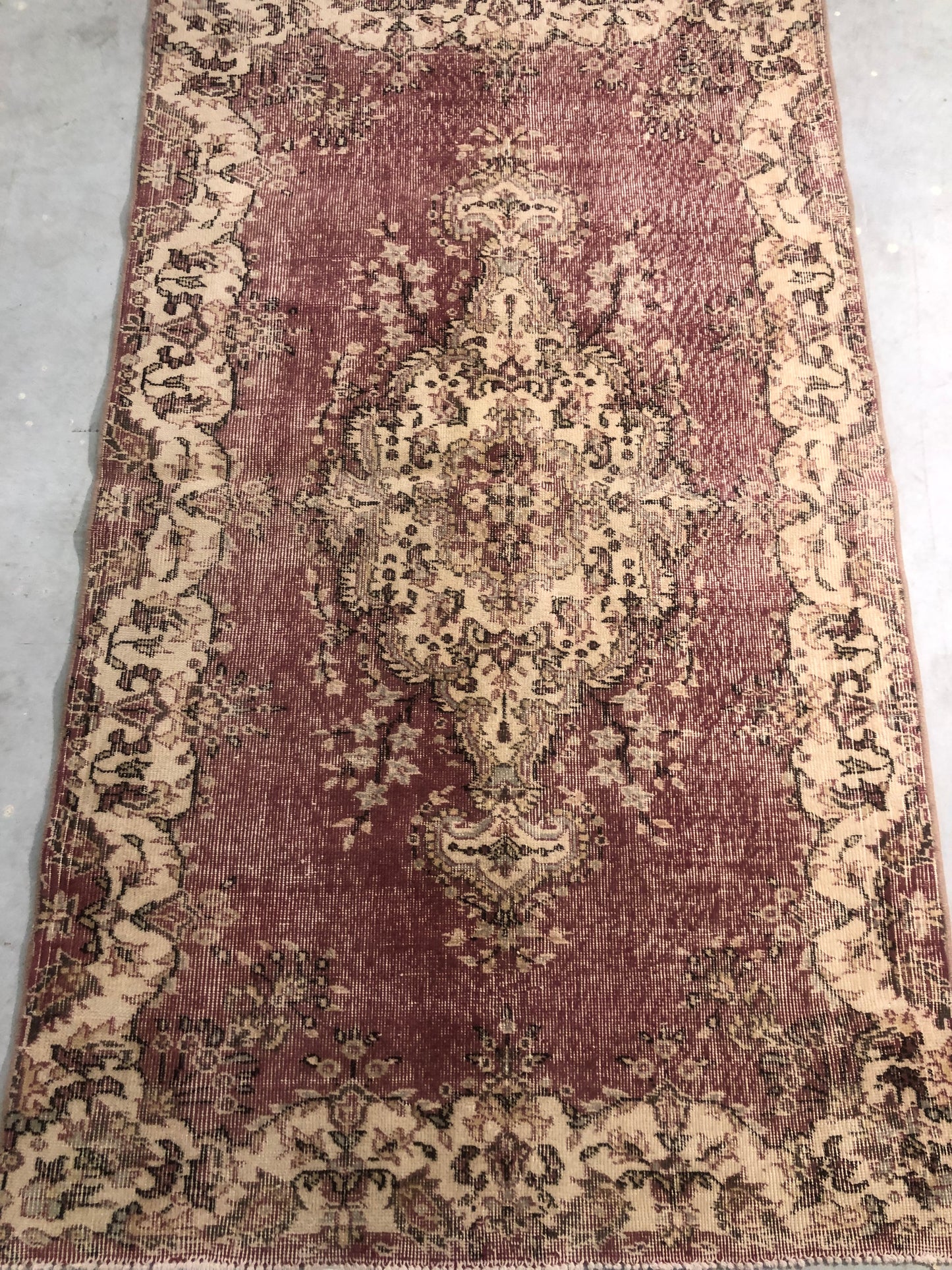 3.8x6.6 ft 🧵 Red Anatolian Rug | Handwoven Wool Carpet