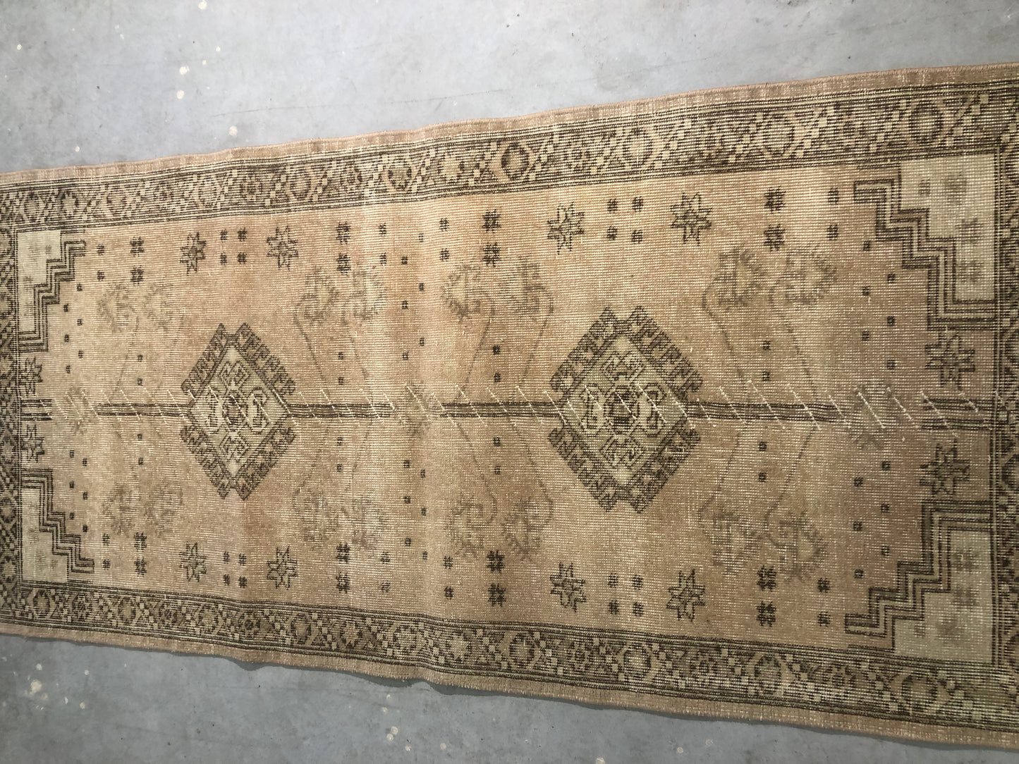 3.1x6.1 ft 🧶 Beige Anatolian Runner Rug | Handwoven Wool Hallway Carpet