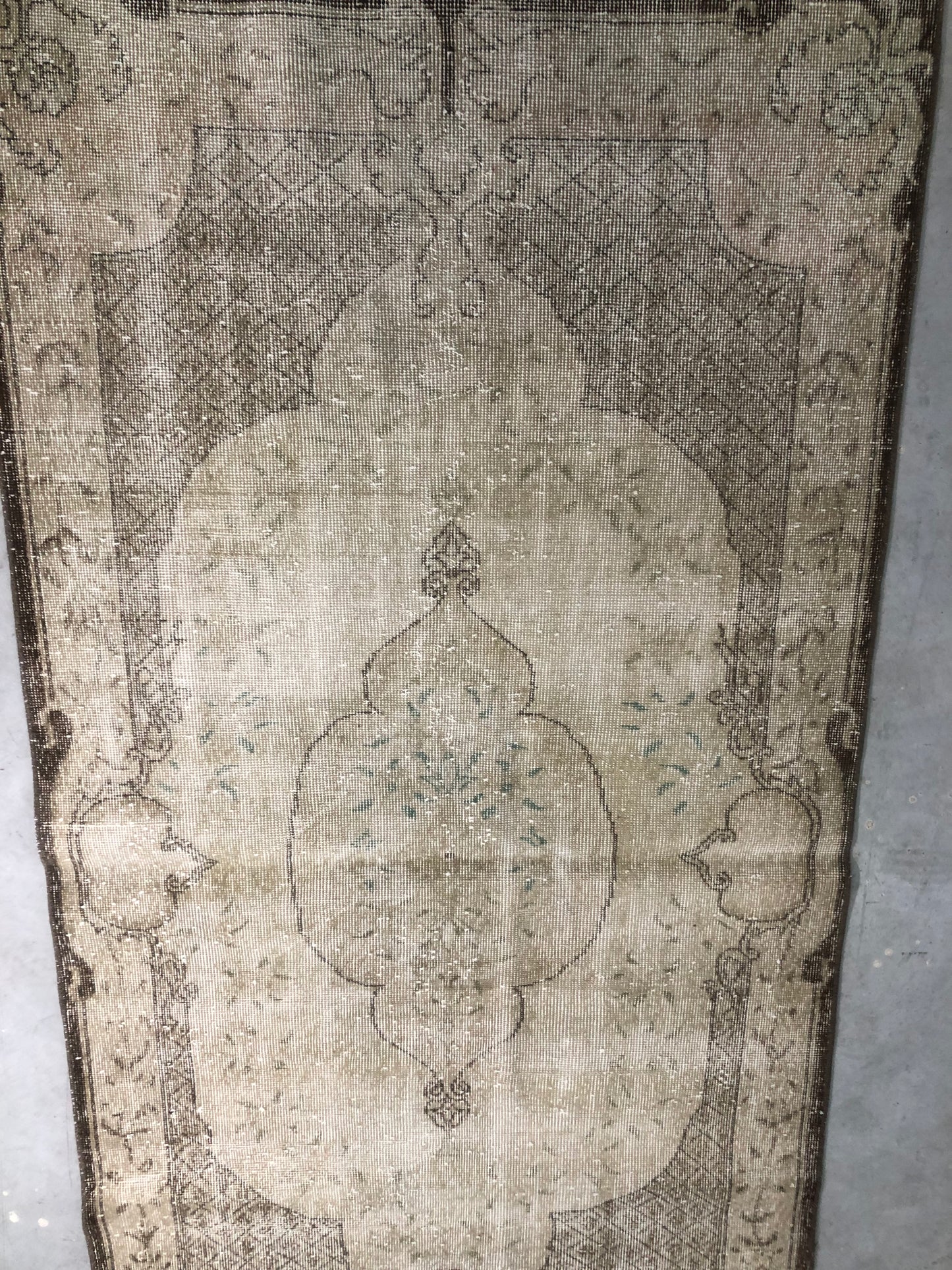 3.8x7.3 ft 🧶 Beige Anatolian Rug | Handwoven Wool Carpet