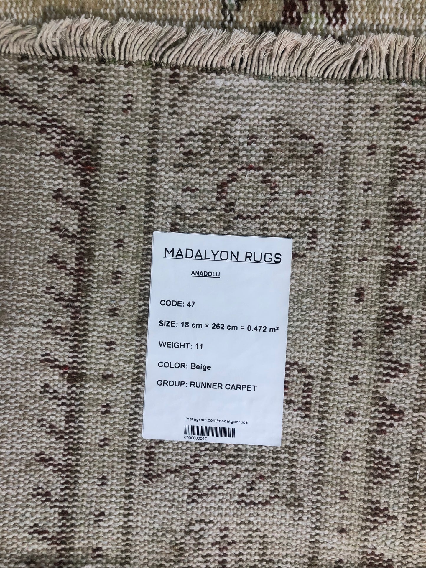 5.9x8.6 ft 🧶 Beige Anatolian Runner Rug | Handwoven Wool Hallway Carpet