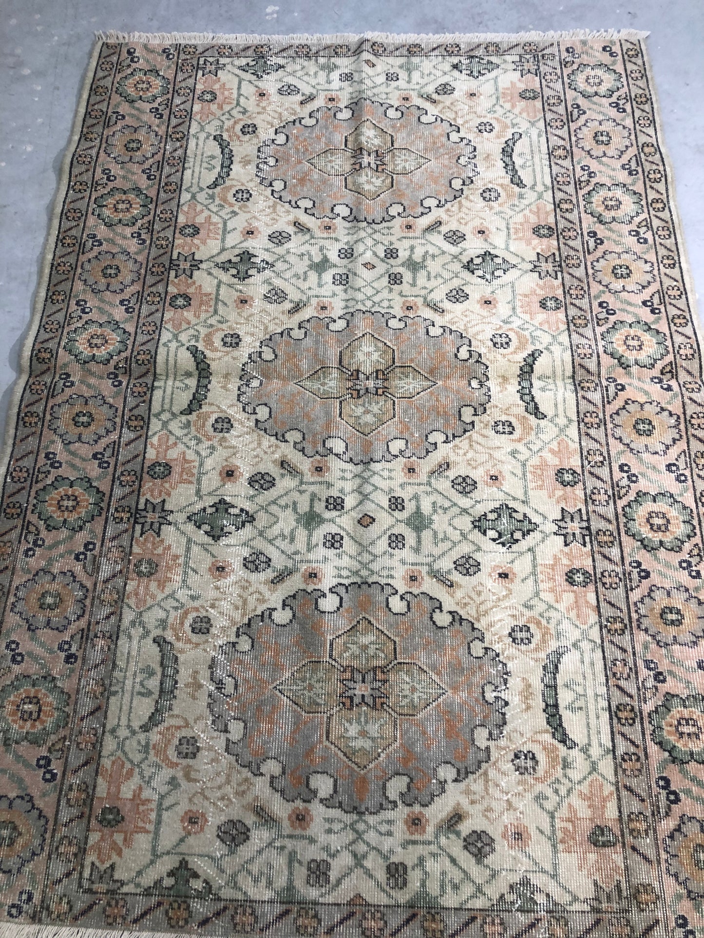 4.7x6.4 ft 🧶 Beige Anatolian Rug | Handwoven Wool Carpet