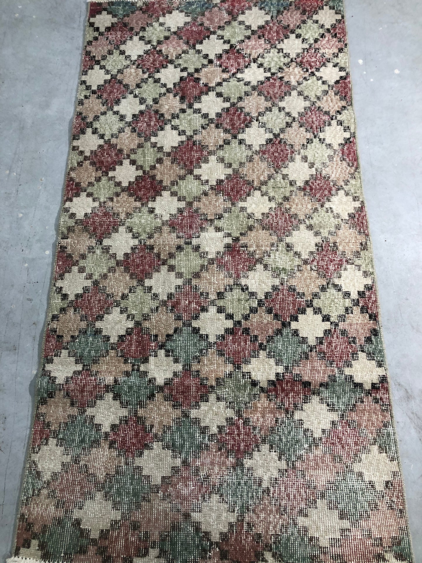 3x5.9 ft 🧵 Mixed Pattern Anatolian Runner Rug | Handwoven Wool Hallway Carpet