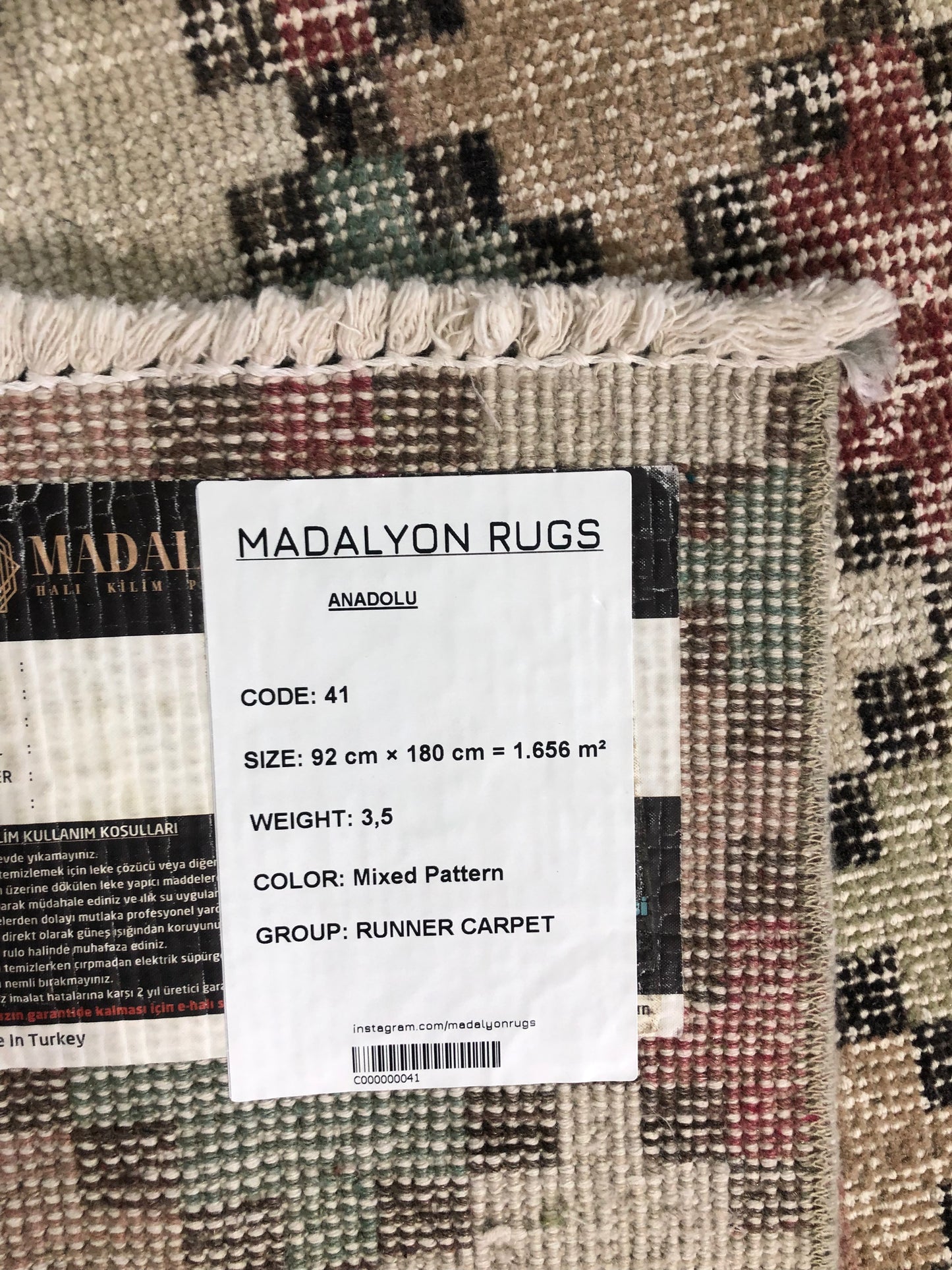 3x5.9 ft 🧵 Mixed Pattern Anatolian Runner Rug | Handwoven Wool Hallway Carpet