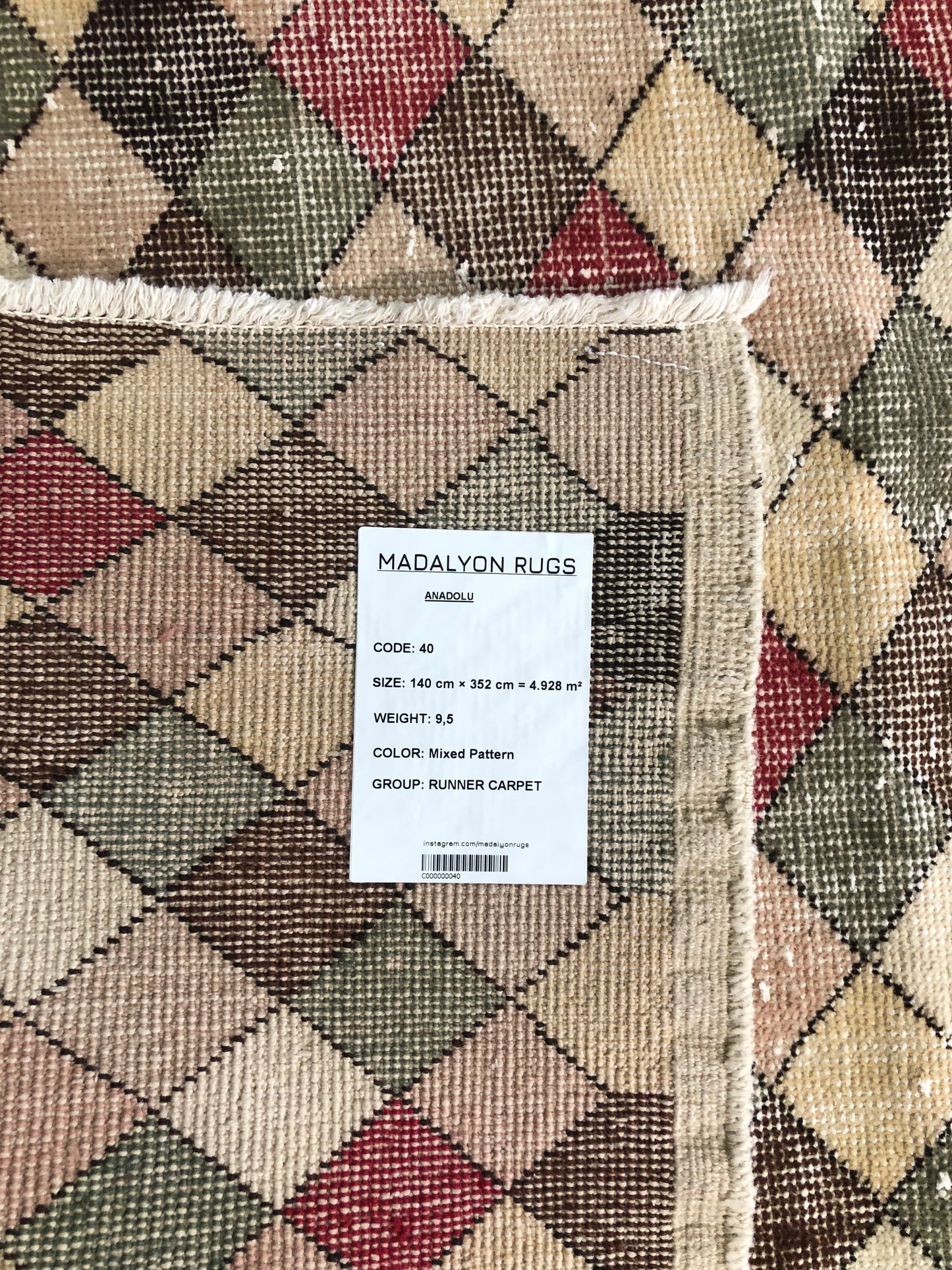(4.6x11.5 ft) π§΅ Mixed Pattern Anatolian Runner Rug | Handwoven Wool Hallway Carpet