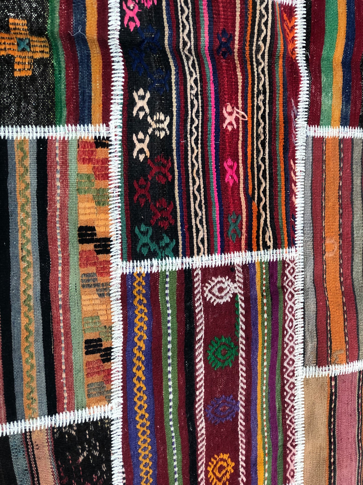 Authentic Handcrafted Turkish Patchwork kilim Rug – Rustic Charm