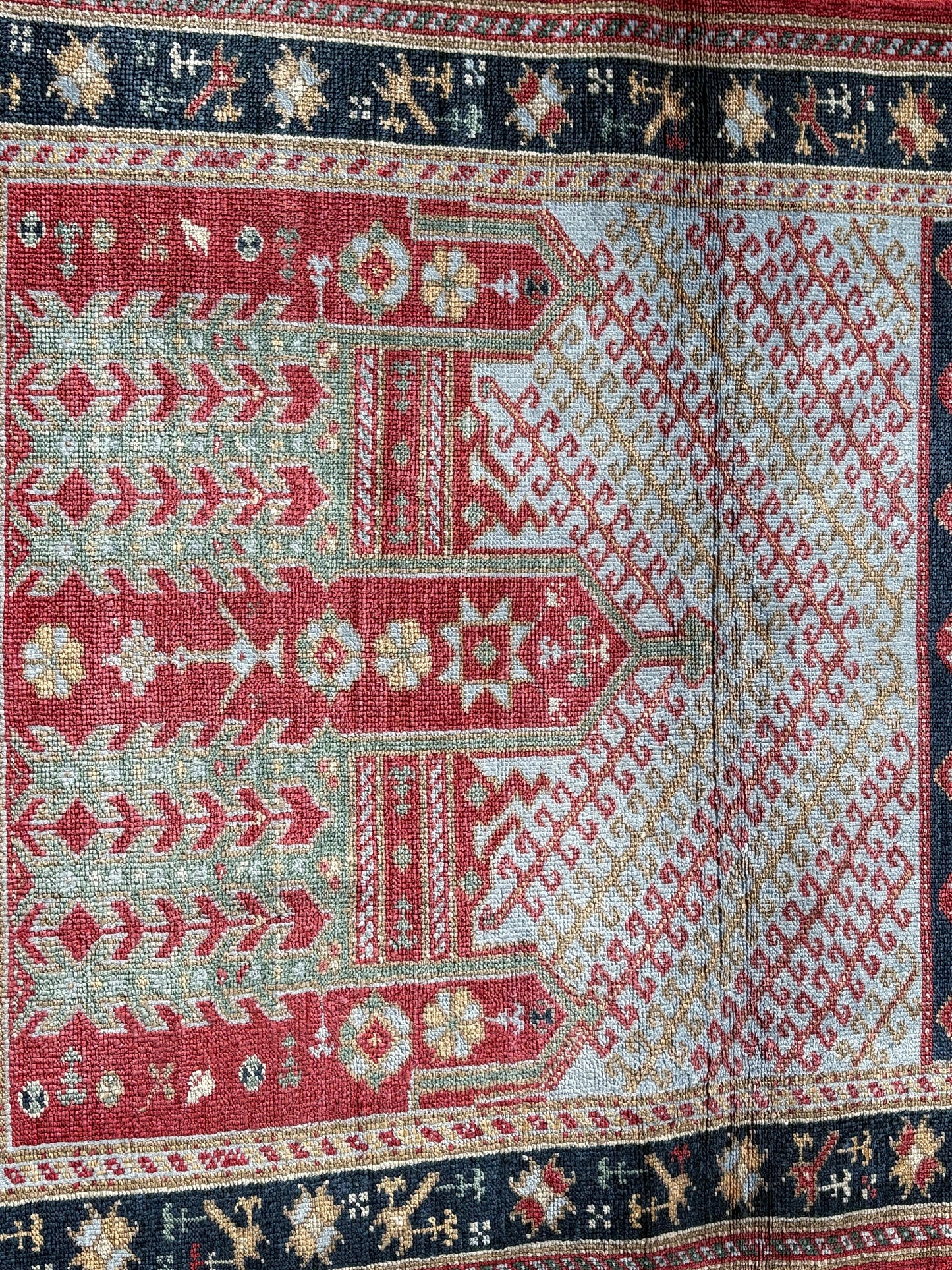 90x128 cm (3x4.2 ft) Anatolian Rug – Handwoven Cream Wool Carpet