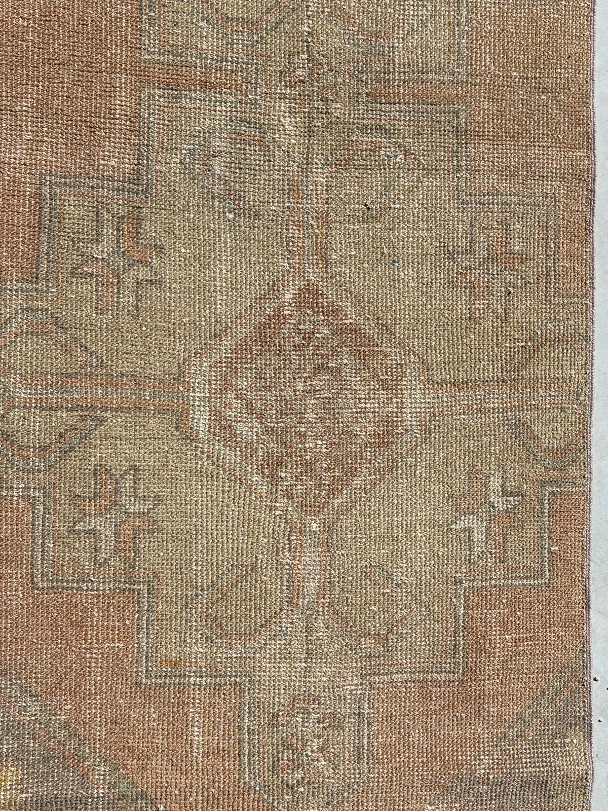 73x261 cm (2.4x8.6 ft) Anatolian Runner Rug – Handwoven Beige Wool Carpet