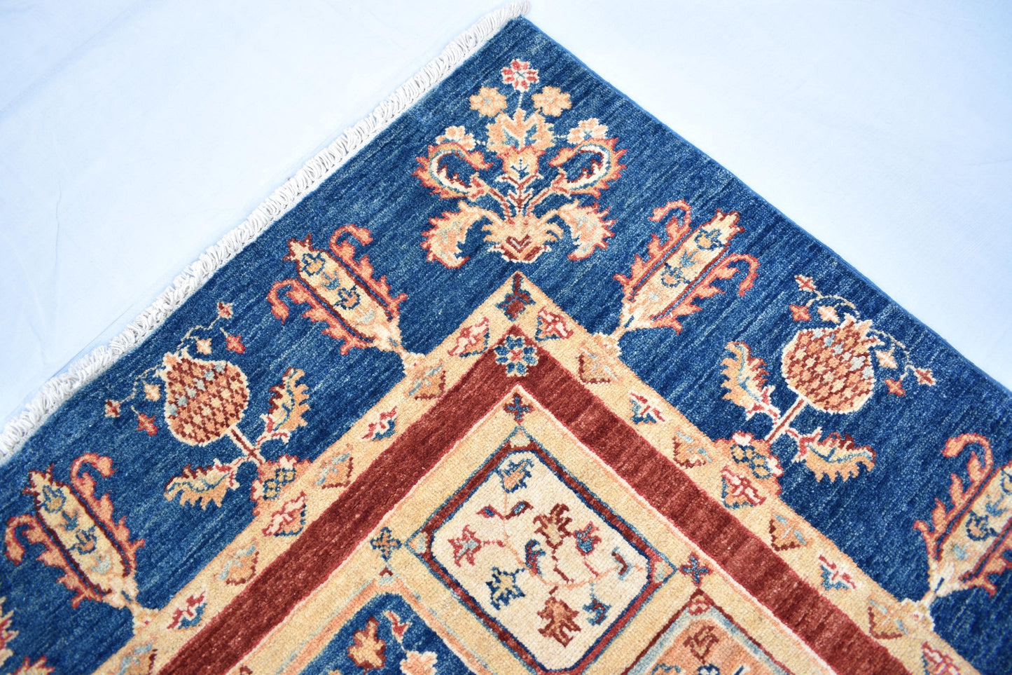 6x9 Blue Bakhtyari ( Four Season) Handmade Unique Wool Rug, Afghan Rug, Decor Rug, Soft Rug, Living Room Rug, Bedroom Rug, Size 5'5” x 8'2