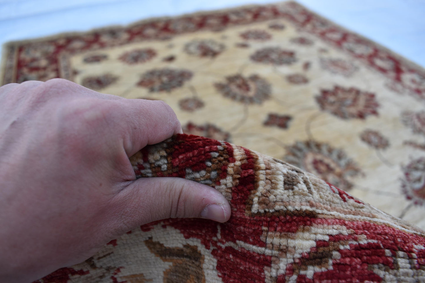 5x7 Zigler Oriental Hand Knotted Wool Rug, Handmade Wool Rug, Turkmen Area Rug, Natural Veg Dye Sheep Wool Rug, Bedroom Rug, Living Room Rug
