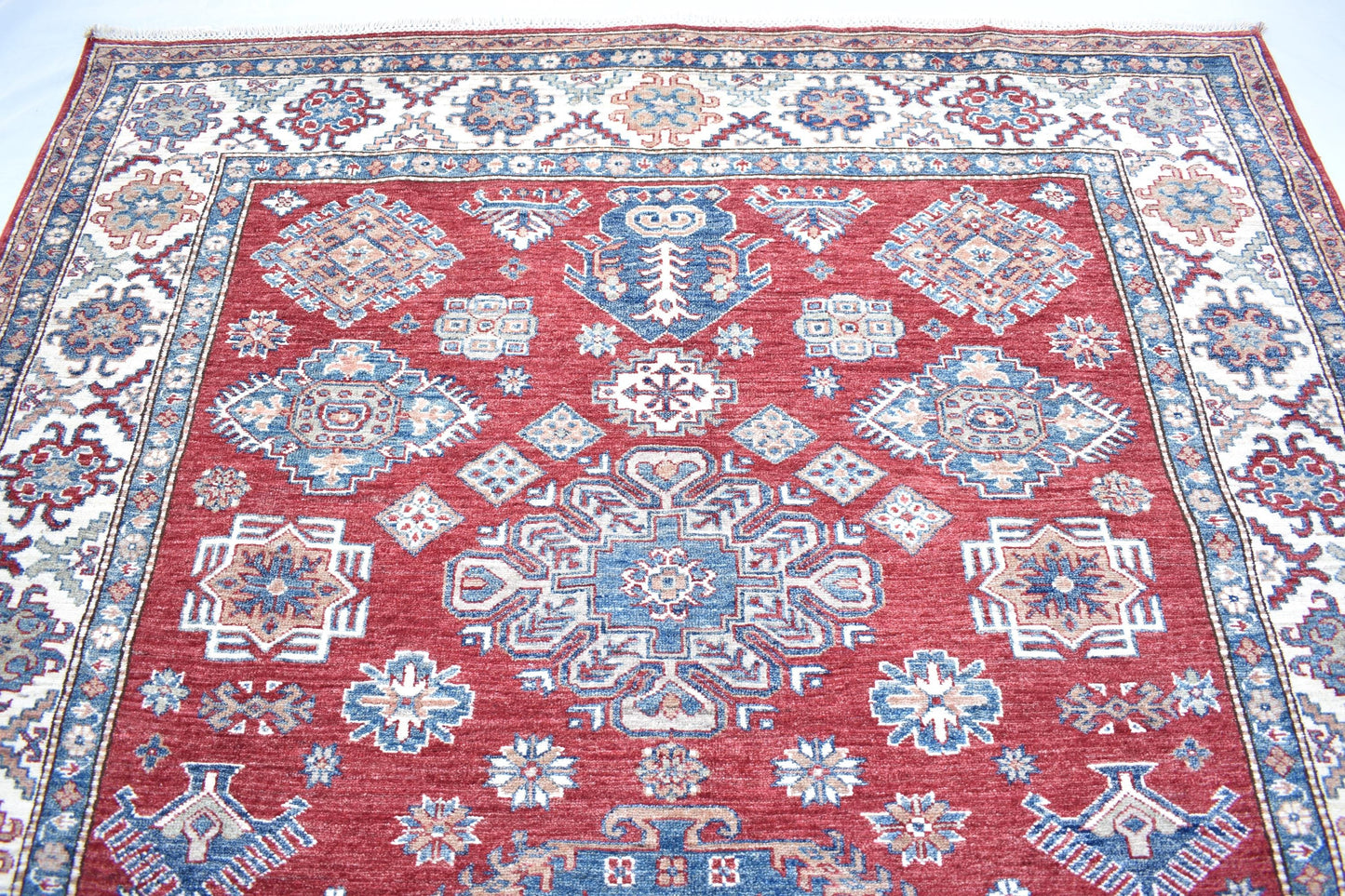 7x10 Red Kazak Oriental Rug, Hand Knotted Modern Area Rug, Handmade Soft Wool Rug, Décor Rug, Living Room Rug – Bedroom Rug