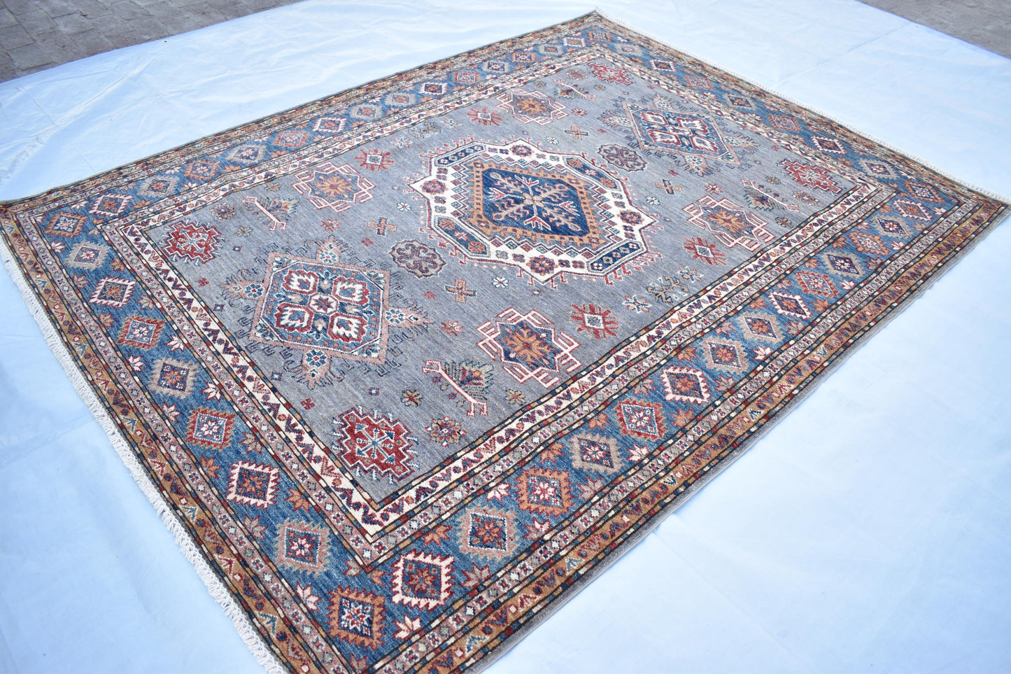 6x8 Super Kazak Oriental Afghan Rug, Handmade Pure Wool Rug - Hand Knotted Modern Décor Rug - Living Room Rug – Bedroom Rug