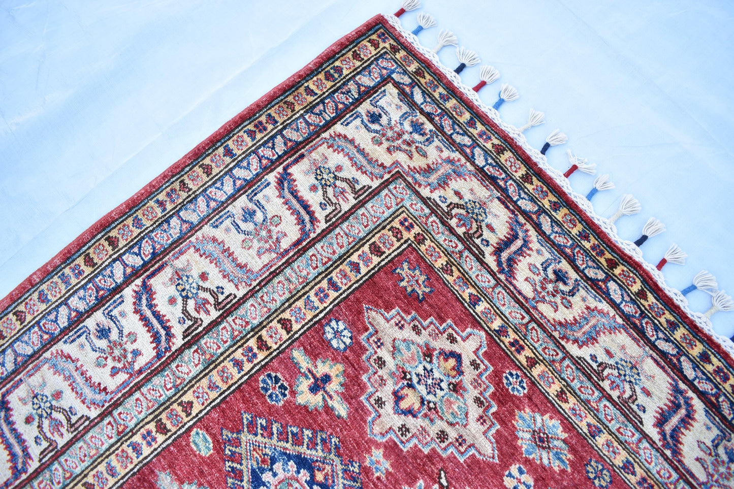 5x7 Red Kazak Oriental Rug – Wool Rug – Handmade Soft wool Rug - Hand Knotted Modern Décor Rug - Living Room Rug – Bedroom Rug