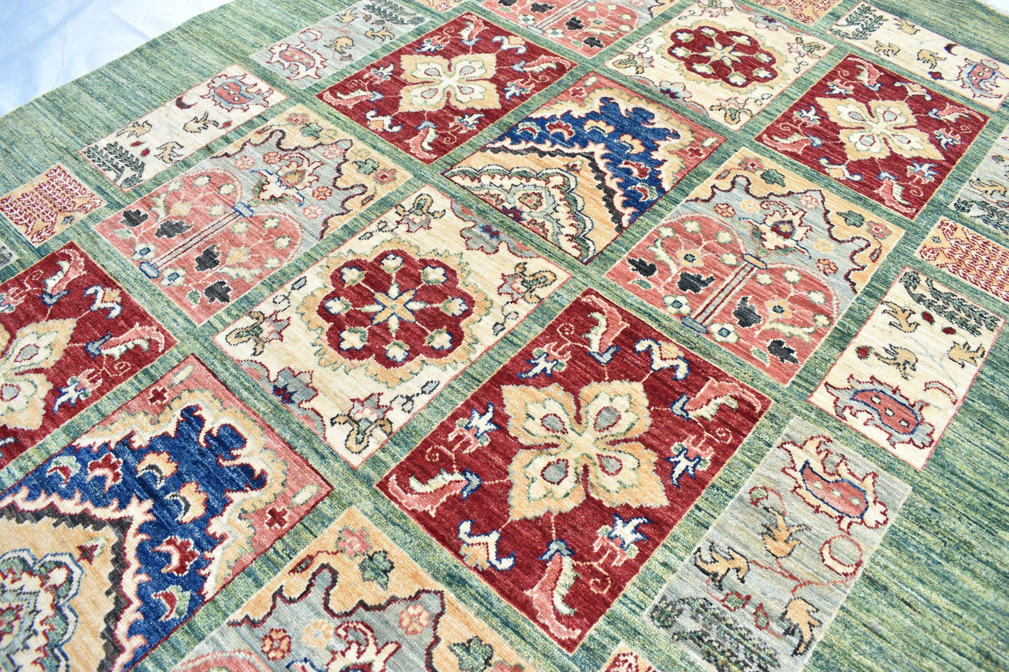 6x9 Mirror (Four Season) Turkmen Hand Knotted Wool Rug, Afghan Chobi Rug, Unique Design Top Quality Rug For Dinning Room And Living Room