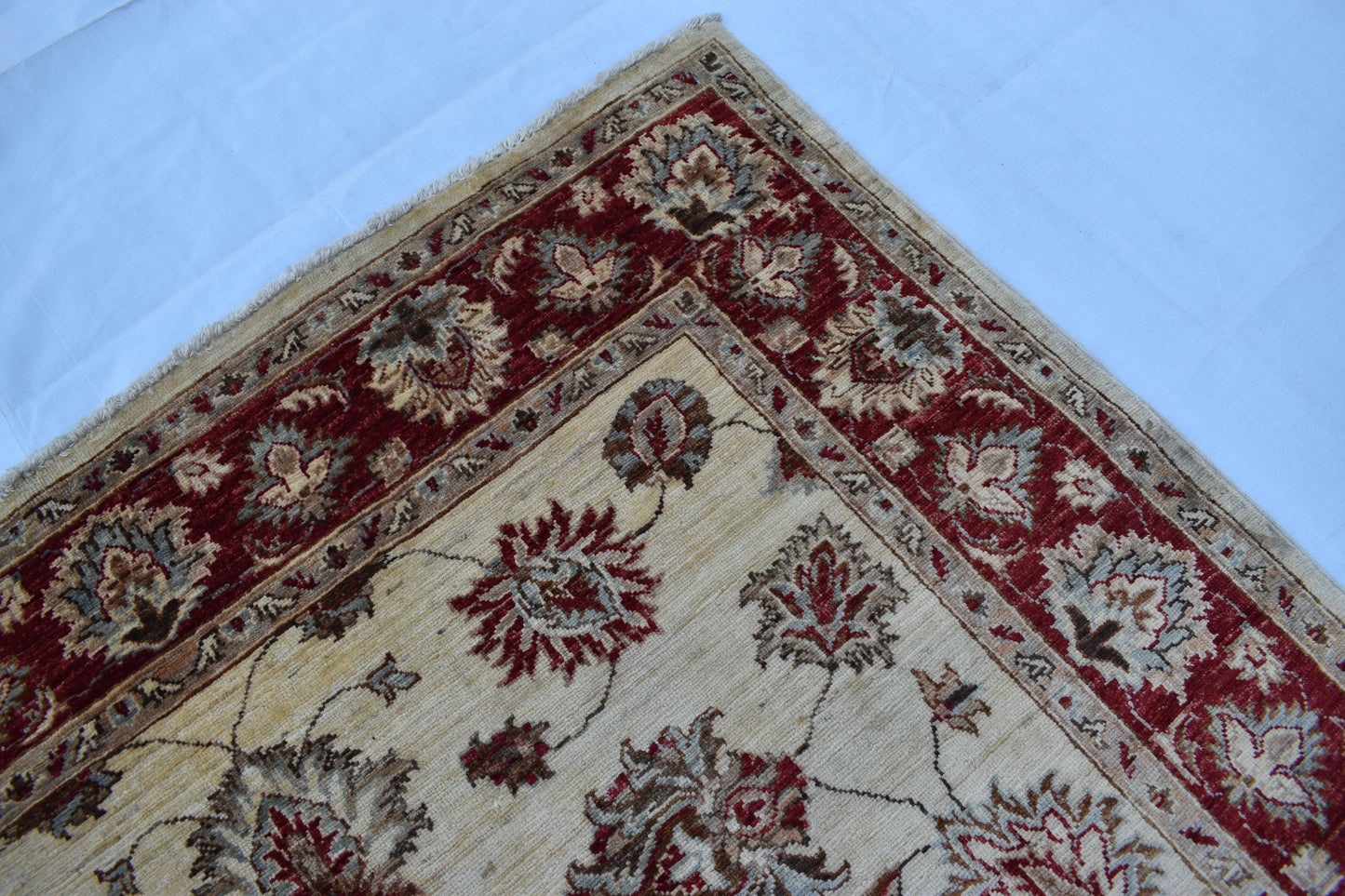5x7 Zigler Oriental Hand Knotted Wool Rug, Handmade Wool Rug, Turkmen Area Rug, Natural Veg Dye Sheep Wool Rug, Bedroom Rug, Living Room Rug