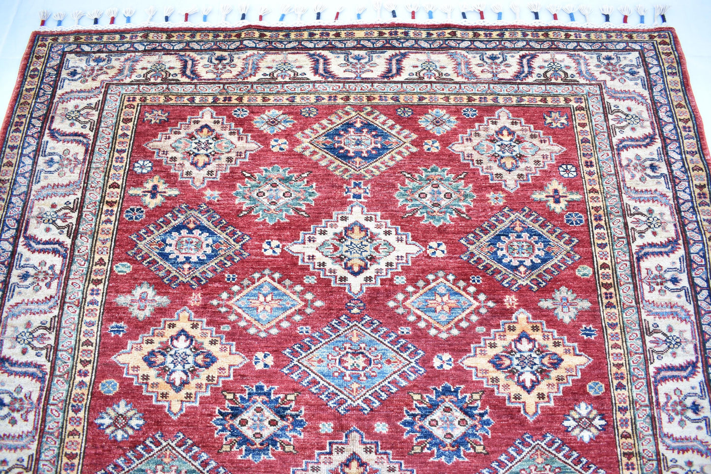 5x7 Red Kazak Oriental Rug – Wool Rug – Handmade Soft wool Rug - Hand Knotted Modern Décor Rug - Living Room Rug – Bedroom Rug
