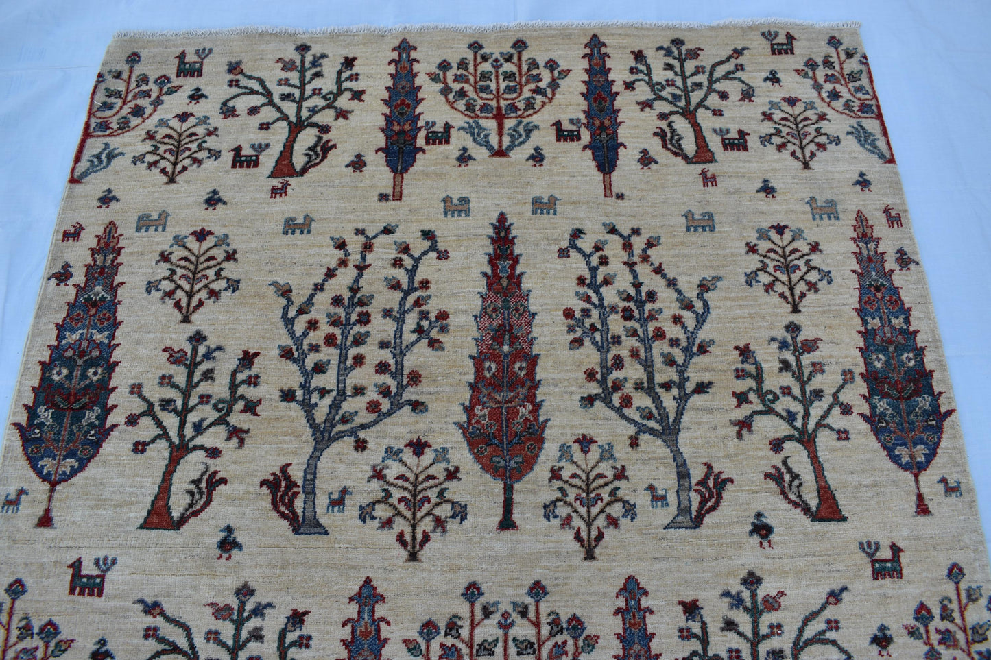 5x7 Darakhti(Tree) Design Unique Hand woven Wool Rug, Turkmen Hand Knotted Rug, Fine Quality Flooring, Decor rug, Living Room Rug