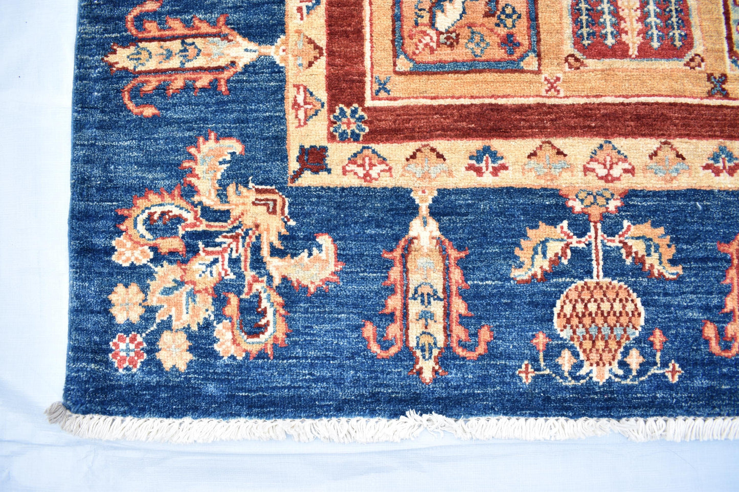 6x9 Blue Bakhtyari ( Four Season) Handmade Unique Wool Rug, Afghan Rug, Decor Rug, Soft Rug, Living Room Rug, Bedroom Rug, Size 5'5” x 8'2
