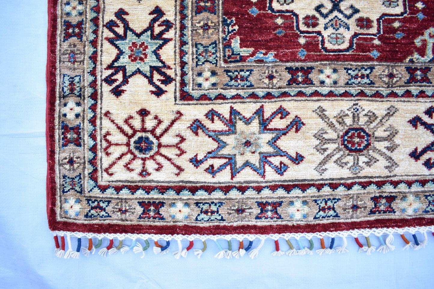 6x8 Kazakh Unique Afghan Area Rug – Wool Rug – Handmade Soft wool Rug - Hand Knotted Modern Décor Rug - Living Room Rug – Bedroom Rug