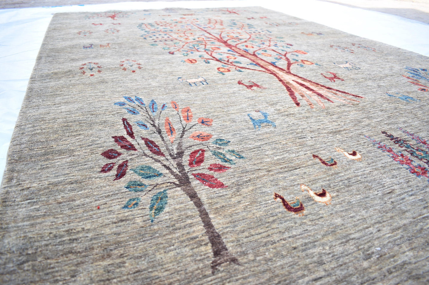Top Quality Darakhti (Tree) Hand Knotted Wool Rug, Measuring 6'0" by 9'4" Handmade Soft Rug For Living Room/ Bedroom, Afghan Rug 100% Wool