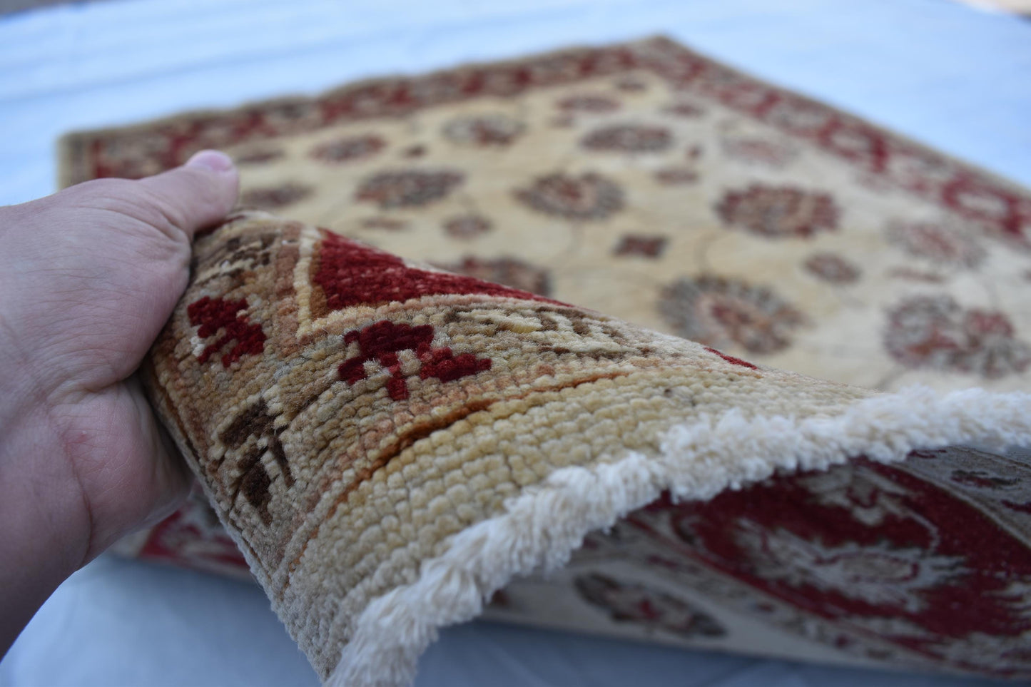 5x7 Zigler Oriental Hand Knotted Wool Rug, Handmade Wool Rug, Turkmen Area Rug, Natural Veg Dye Sheep Wool Rug, Bedroom Rug, Living Room Rug