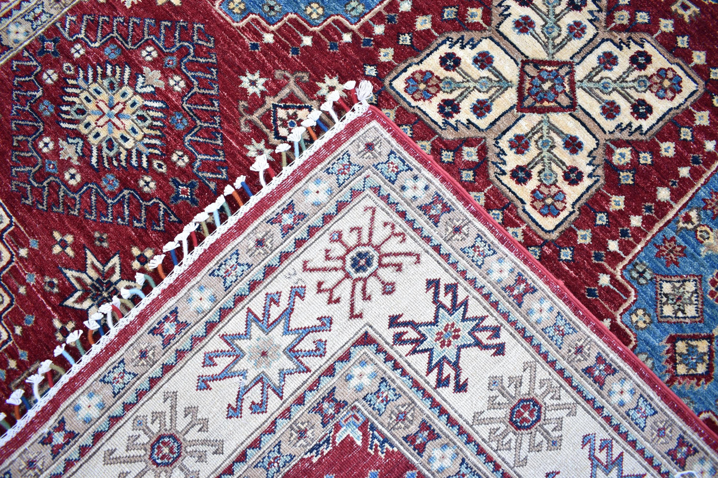 6x8 Kazakh Unique Afghan Area Rug – Wool Rug – Handmade Soft wool Rug - Hand Knotted Modern Décor Rug - Living Room Rug – Bedroom Rug