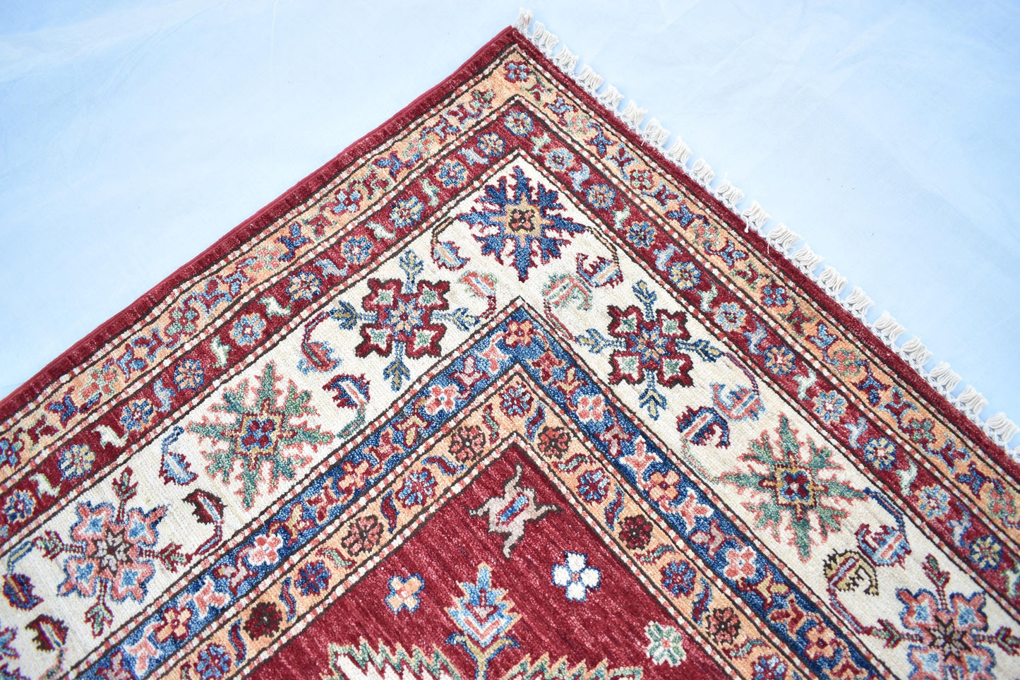 7x10 Red Kazak Oriental Afghan Rug, Handmade Pure Wool Rug - Hand Knotted Modern Décor Rug - Living Room Rug – Bedroom Rug