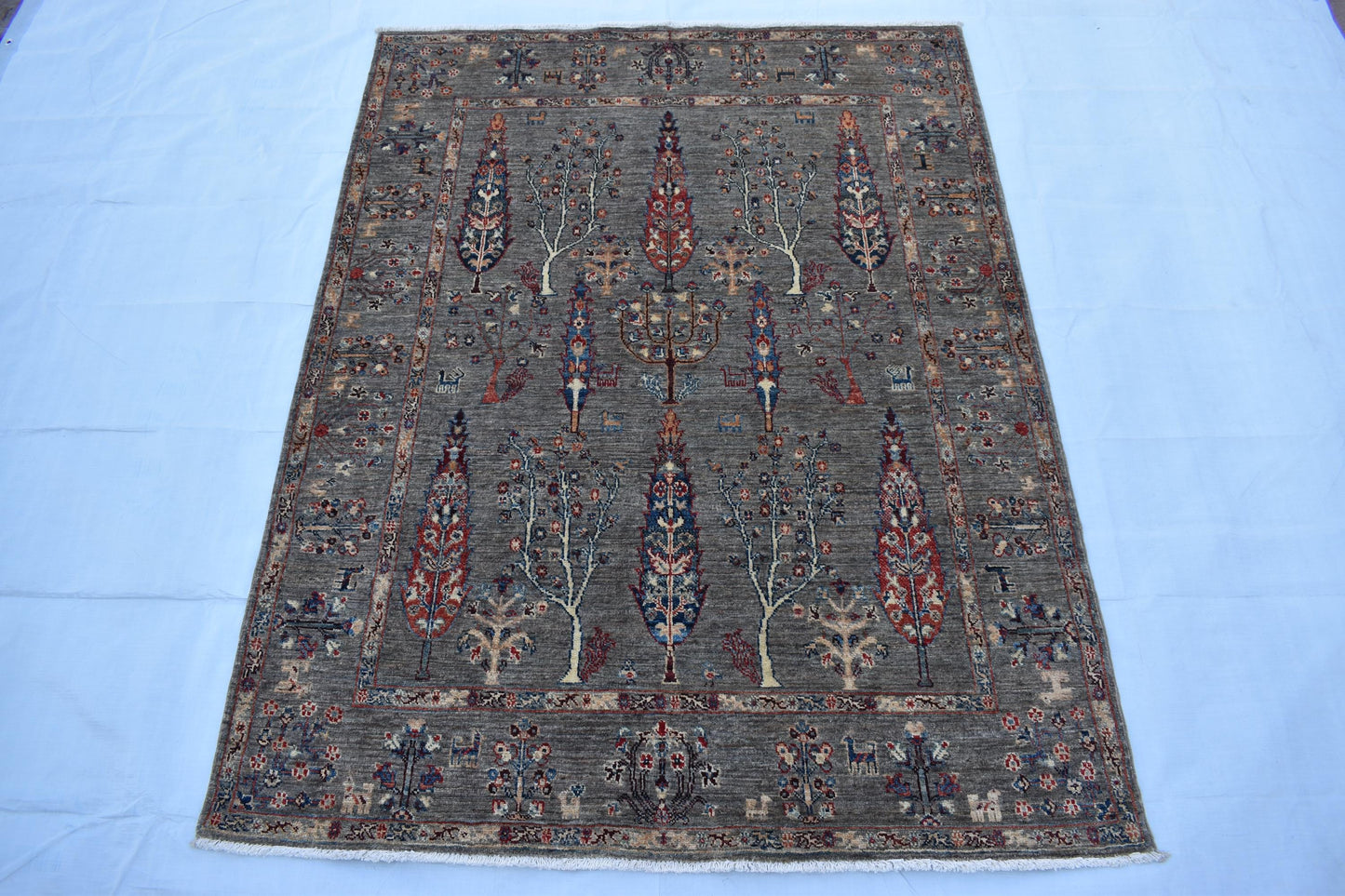 5x7 Sultani (Tree) Design Hand Knotted Wool Rug, Afghan Oriental Rug, Wool Area Rug, 100% Handmade, Living room Rug, Bedroom Rug