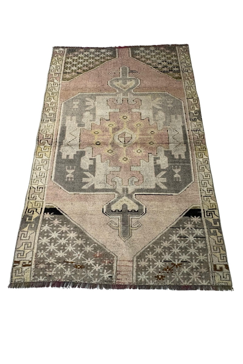 4x6.1 ft 🧵 Begh Pink Anatolian Rug | Handwoven Wool Carpet