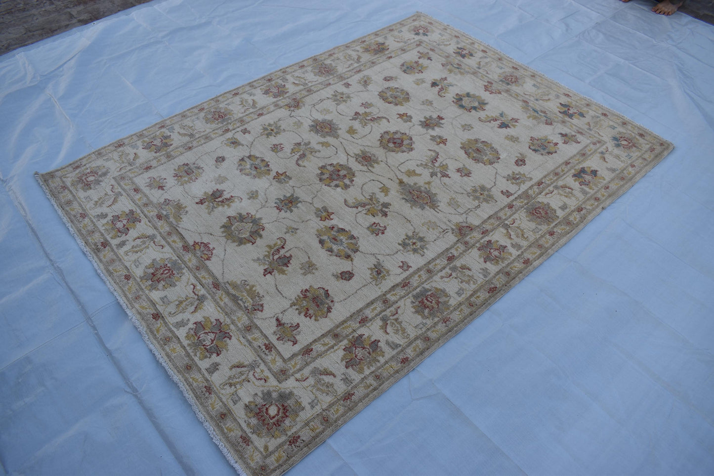 5x7 White Sultani Oriental Rug, Hand Knotted Modern Area Rug, Handmade Soft Wool Rug, Décor Rug, Living Room Rug – Bedroom Rug