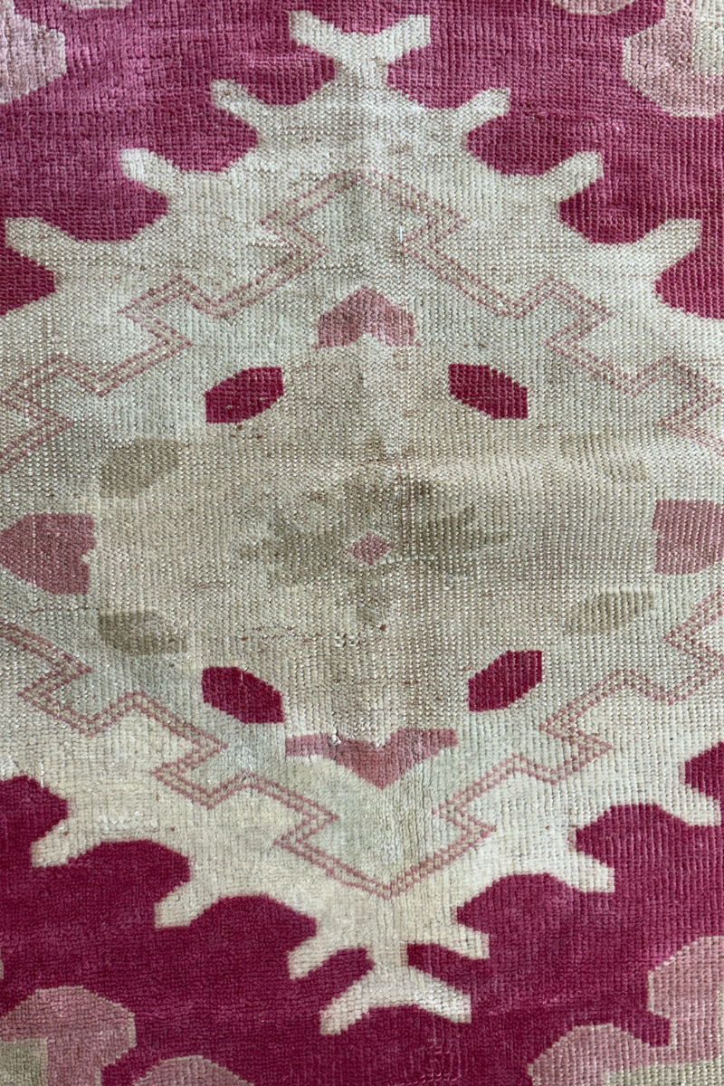 3.7x4.4 ft 🧵 Pink Anatolian Rug | Handwoven Wool Carpet