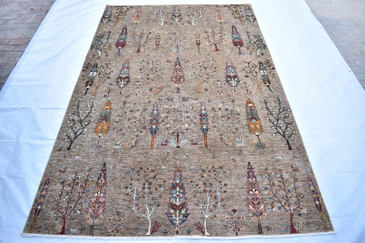 unique Darakhti (Tree) 7x10 Pure Wool Hand Woven Rug, Best Design/Material Used In The Making, Afghan Rug, Hand Knotted Rug For Living Room