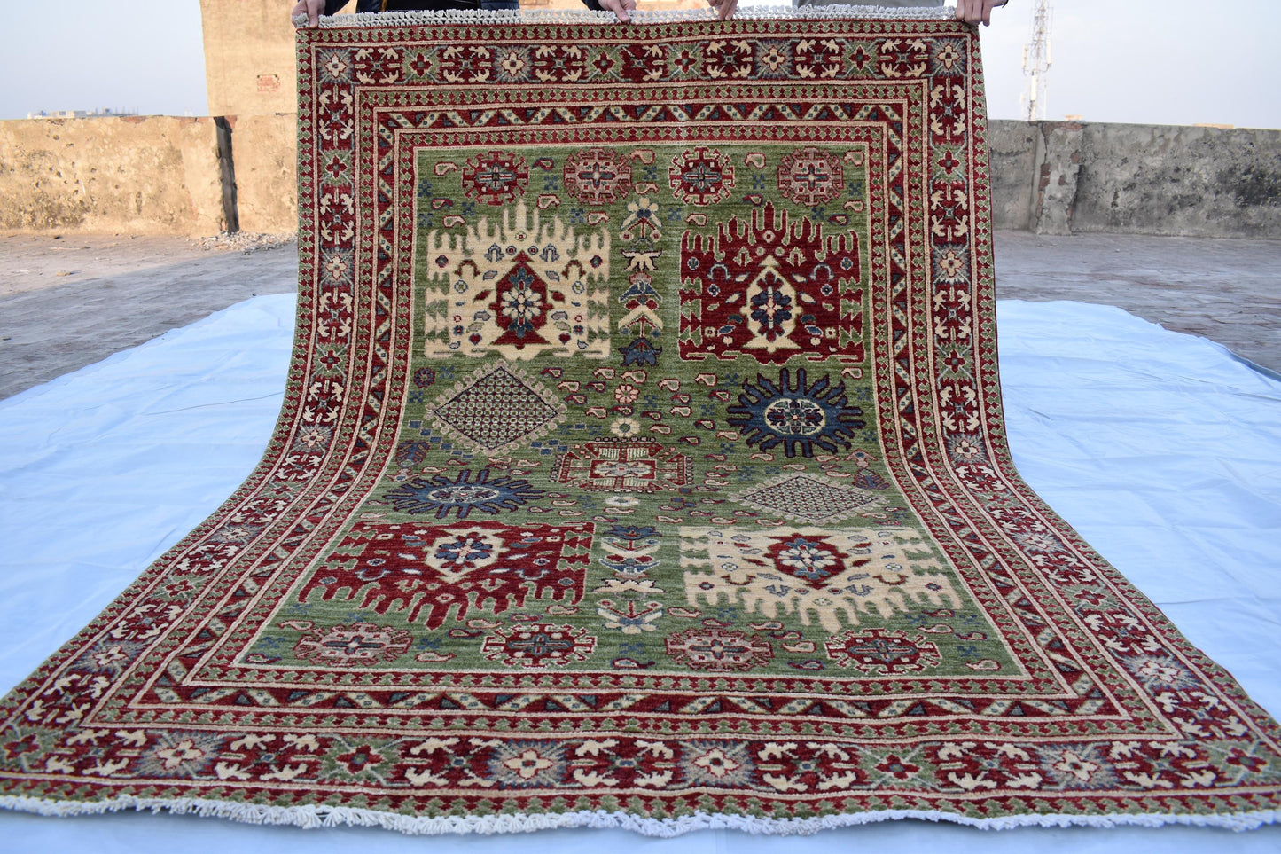 5x7 Waziri Oriental Rug, Hand Knotted Rug, Wool Rug, Afghan Handmade Rug, Handmade Area Rug, Living Room Rug, Bedroom Rug