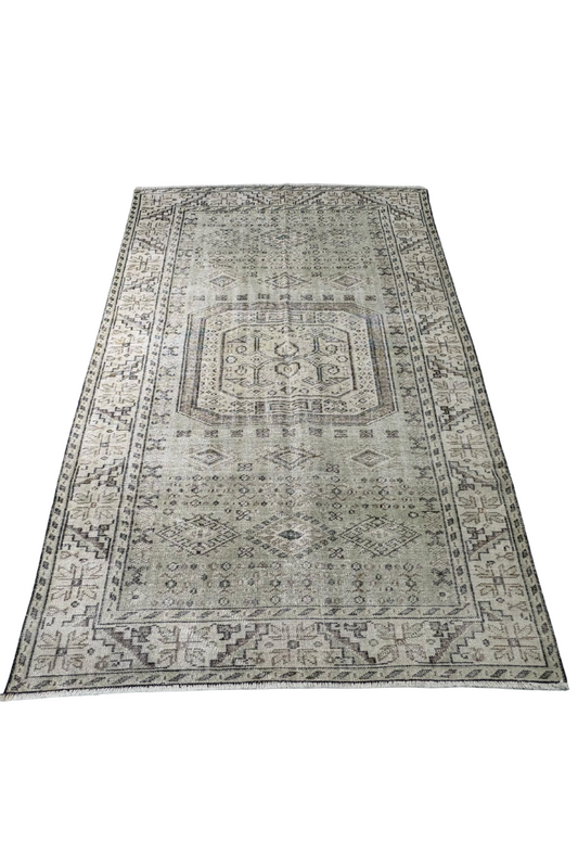 6x9.2 ft 🧶 Beige Anatolian Rug | Handwoven Wool Carpet