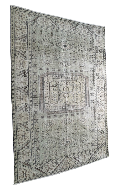 6x9.2 ft 🧶 Beige Anatolian Rug | Handwoven Wool Carpet