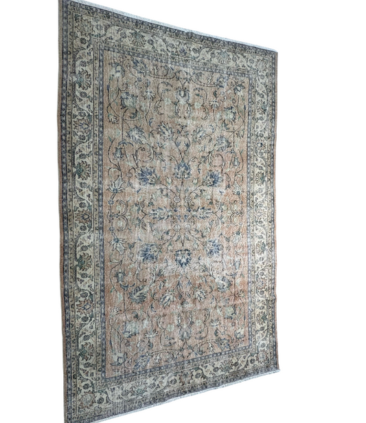 170x280 cm (5.6x9.1 ft) 🌿 Beige & Pink Anatolian Handwoven Wool Rug | Vintage Turkish Carpet