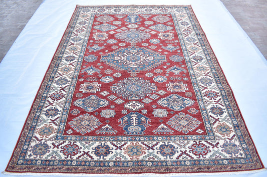 7x10 Red Kazak Oriental Rug, Hand Knotted Modern Area Rug, Handmade Soft Wool Rug, Décor Rug, Living Room Rug – Bedroom Rug