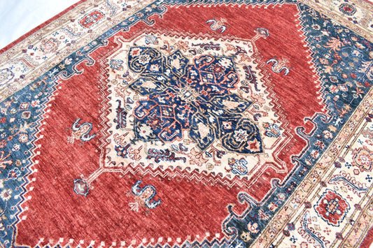 6x8 Harees Handmade Afghan Area Rug- Hand Knotted Wool Rug- Turkmen Oriental Rug- Soft Rug- Living Room Rug – Bedroom Rug