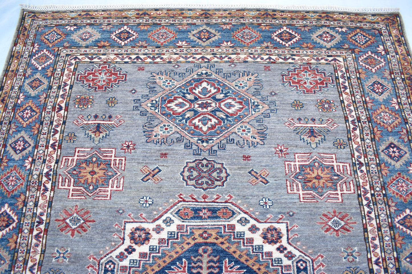 6x8 Super Kazak Oriental Afghan Rug, Handmade Pure Wool Rug - Hand Knotted Modern Décor Rug - Living Room Rug – Bedroom Rug