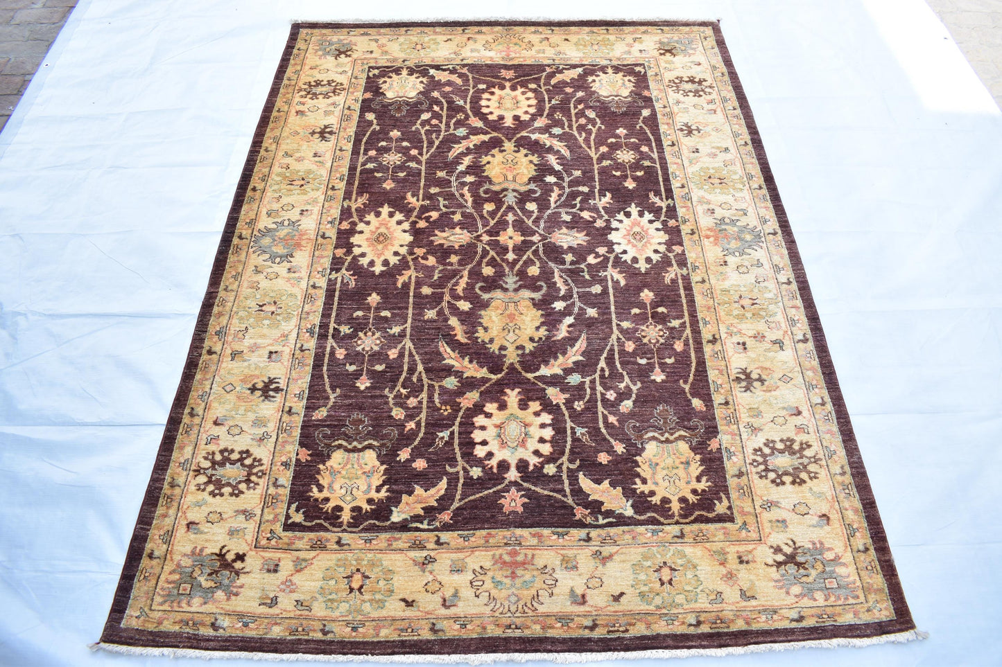 6x8 Brown Zigler Fine Piece, Hand Knotted Wool Rug, Soft Rug, Turkmen Trible Area Rug For Living Room, Dinning Room