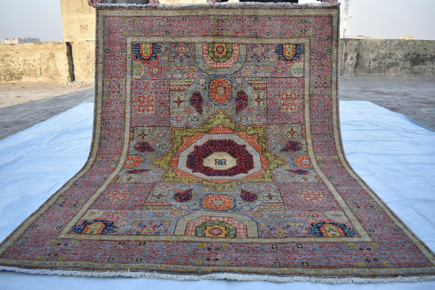 5x7 Mamluk Design Unique Piece- Afghan Oriental Area Rug- Hand Knotted Pure Wool Rug, Best For Living Room, Dinning Room and Bed Room