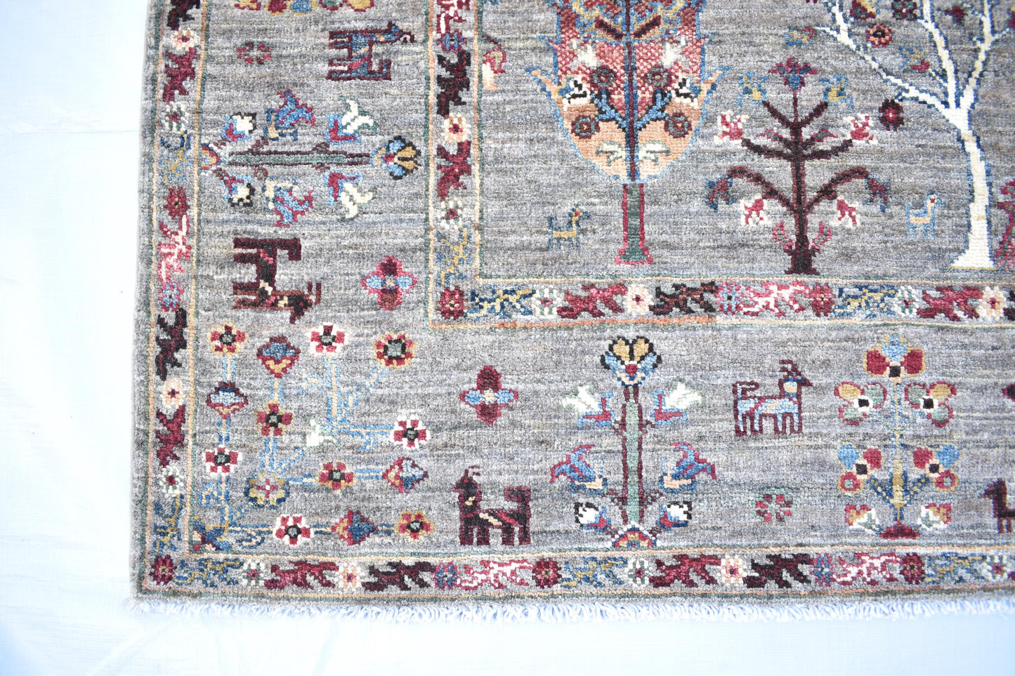 6x8 Gray Sultani Hand Knotted Wool Rug- Unique Handmade Rug, Afghan Decor Rug, Handmade Rug, Pure Wool Rug, Bedroom Rug- Living Room Rug