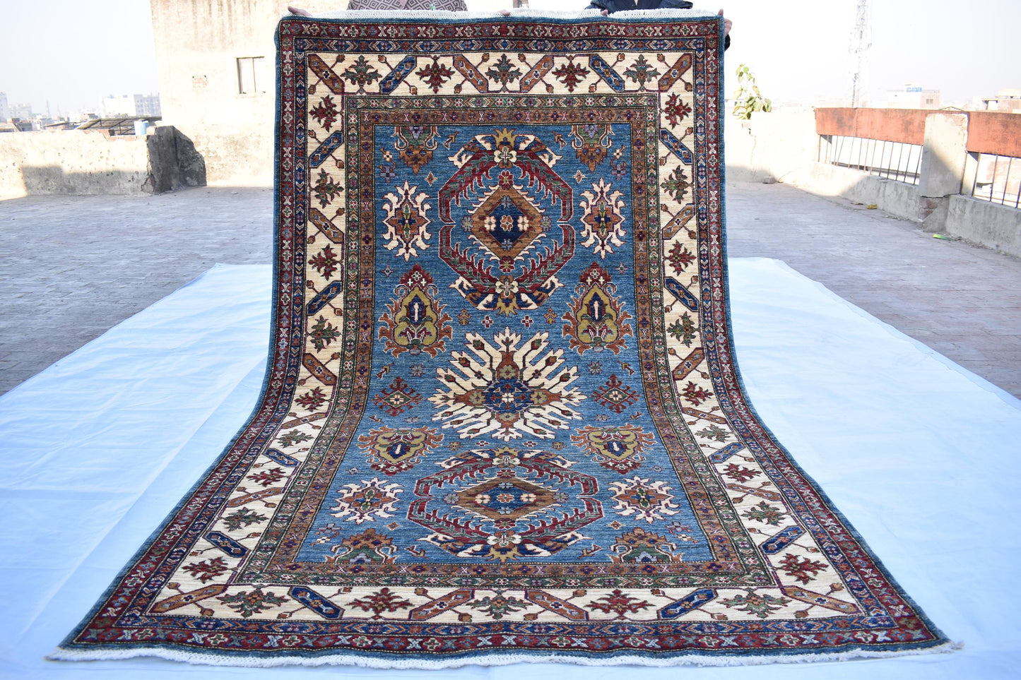 5x8 Super Kazak Oriental Afghan Rug - Handmade Pure Wool Rug – Turkmen Area Rug- Hand Knotted Modern Décor Rug- Living Room Rug– Bedroom Rug